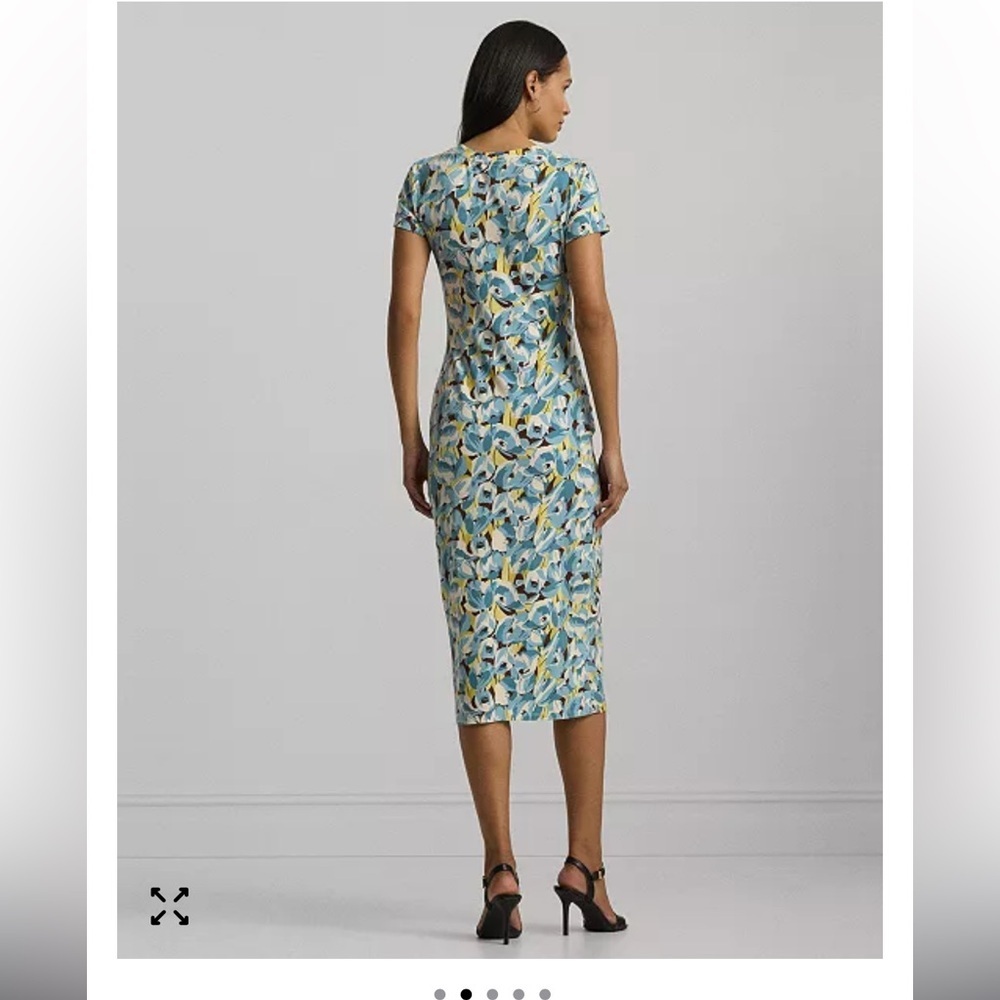 Lauren Ralph Lauren Floral Jersey Twist-Front Midi Dress Size Medium - Picture 3 of 16